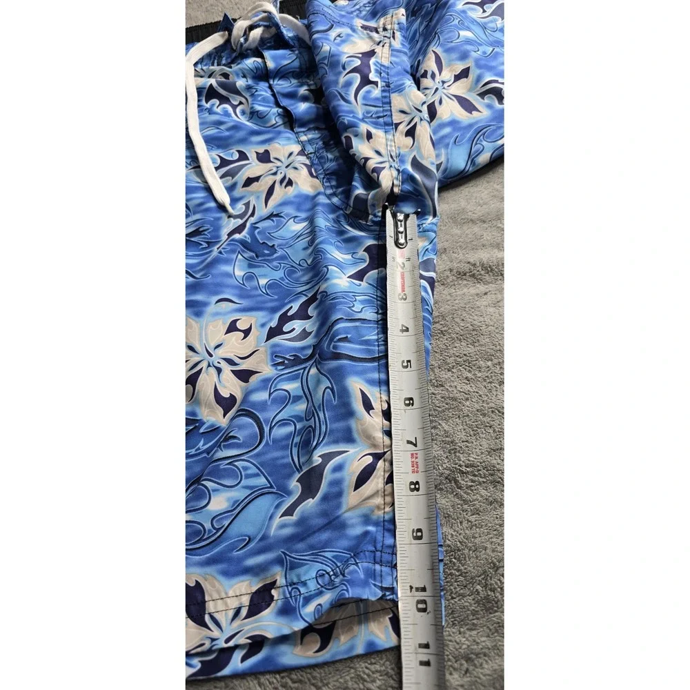 Gecko Hawaii Shorts Mens M Boardshorts Blue Floral Gecko Drawstring 10